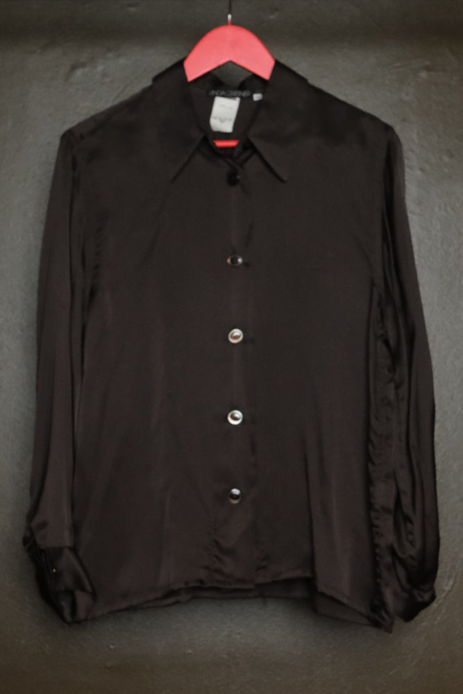 Satin Silk Black Button Shirt